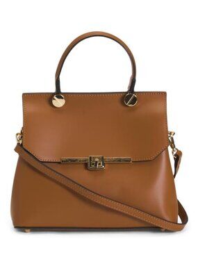 VIOLA CASTELLANI Made In Italy Leather Top Handle Satchel
